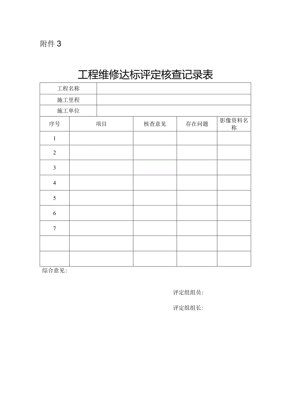 附件3--工程维修达标评定核查记录表.docx_第1页