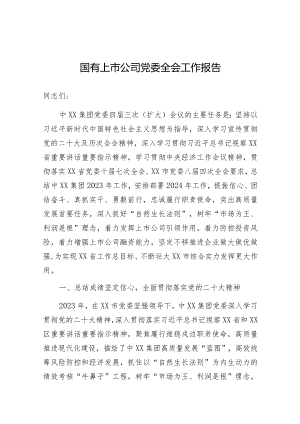 党委工作报告（国有上市公司）.docx