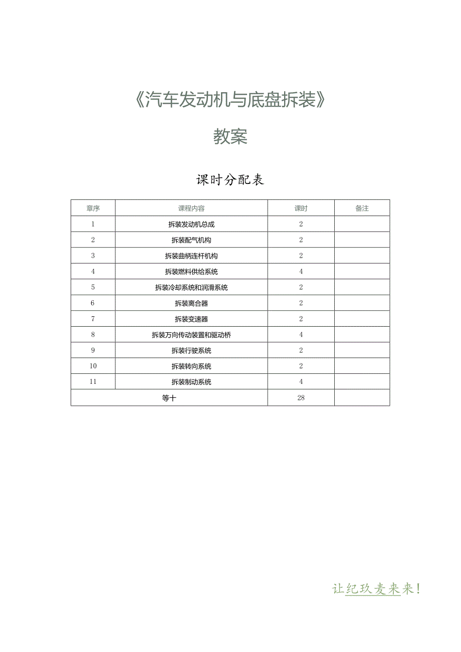 中职《汽车发动机与底盘拆装》 教案 第1课 拆装发动机总成.docx_第1页