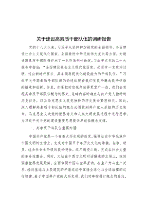 关于建设高素质干部队伍的调研报告&乡镇人大工作报告.docx