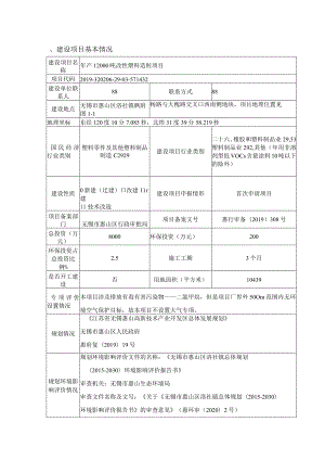 年产12000吨改性塑料造粒项目环评可研资料环境影响.docx