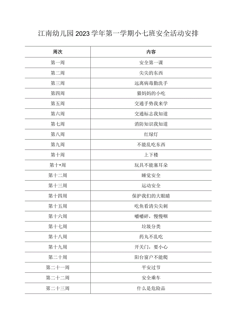 小七班安全计划表公开课教案教学设计课件资料.docx_第1页