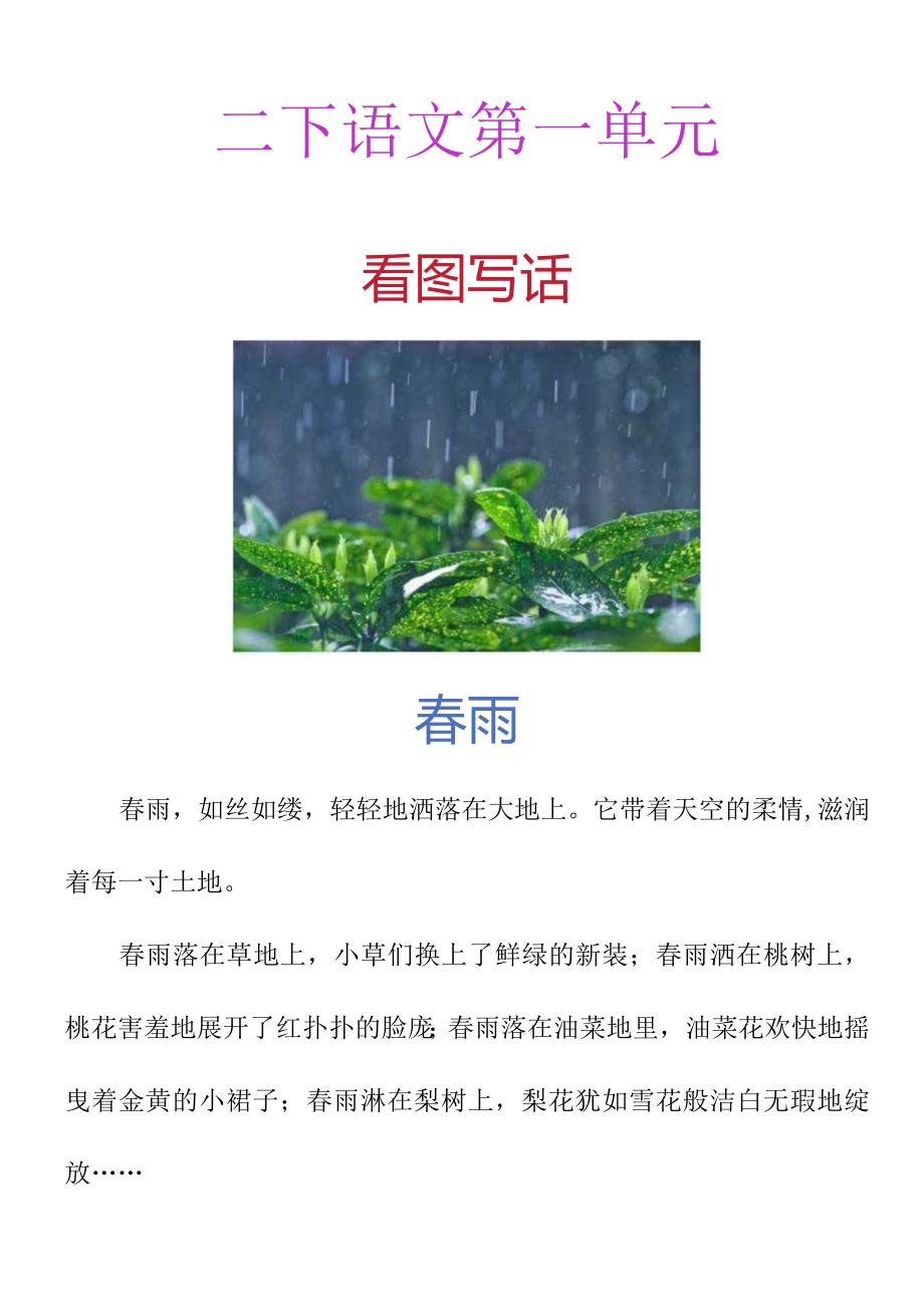 二下第一单元看图写话《春雨》.docx_第1页