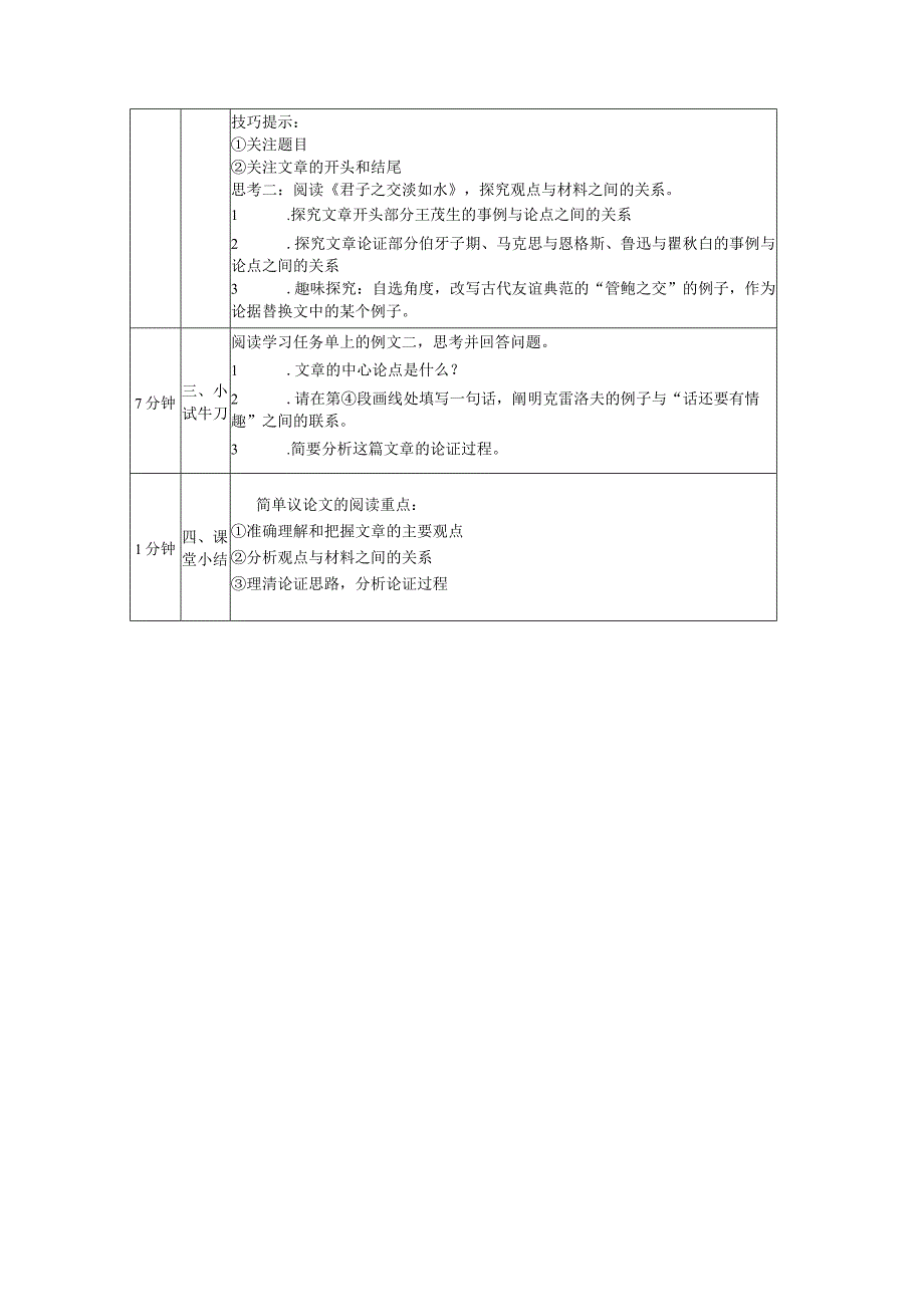 九年级上册 第六单元 迁移阅读课：简单议论文的阅读 教学设计（表格式）.docx_第2页
