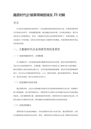 大数据时代企业预算管理的困境及应对措施.docx