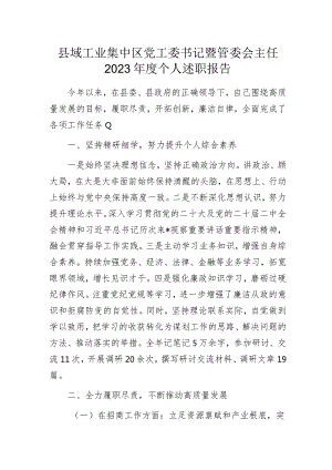 县域工业集中区党工委书记暨管委会主任2023年度个人述职报告.docx