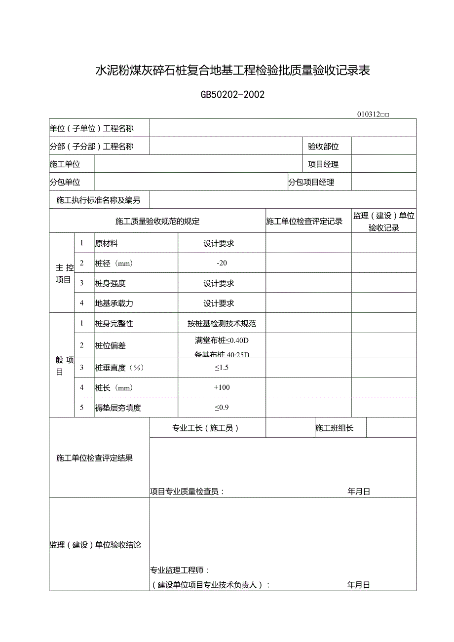 114水泥粉煤灰碎石桩复合地基工程检验批质量验收记录表.docx_第1页