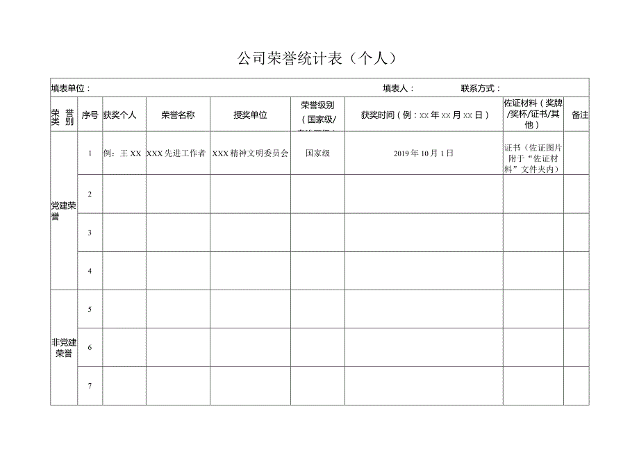 公司荣誉统计表（个人）.docx_第1页