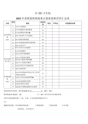 小型医院现场复核评价汇总表（最新）.docx