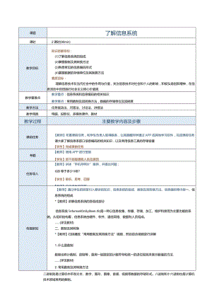 中职《信息技术与人工智能（上册）[Win10+WPS]》教案 第2课 了解信息系统.docx