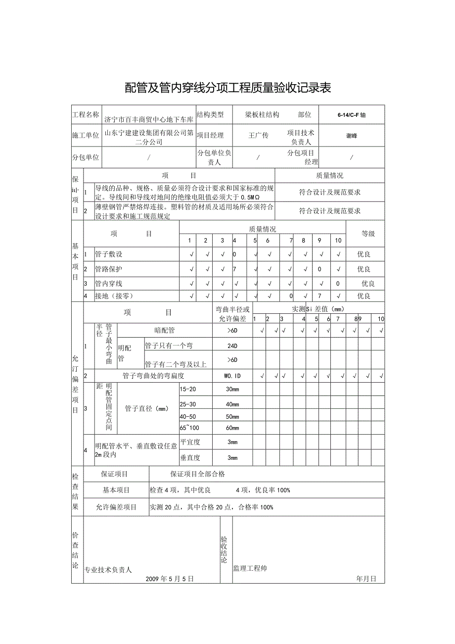 配管及管内穿线分项工程质量验收记录表0.docx_第2页