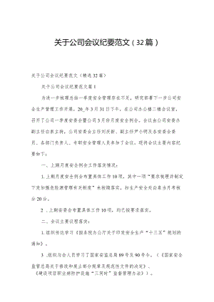 关于公司会议纪要范文（32篇）.docx