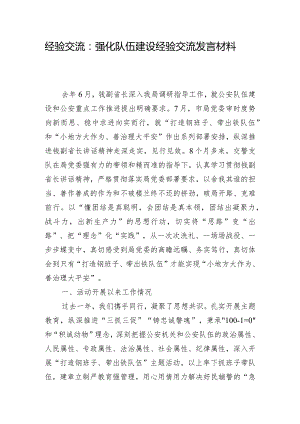 经验交流：强化队伍建设经验交流发言材料.docx