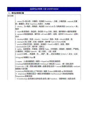 人教版（2019）选择性必修 第二册Unit 5 First Aid基础必背知识清单素材.docx