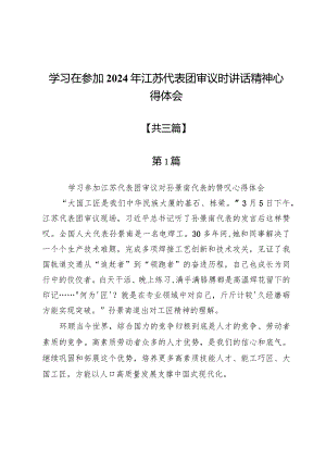 学习在参加2024年江苏代表团审议时讲话精神心得体会3篇.docx