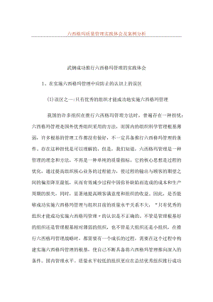 六西格玛质量管理实践体会和案例分析.docx