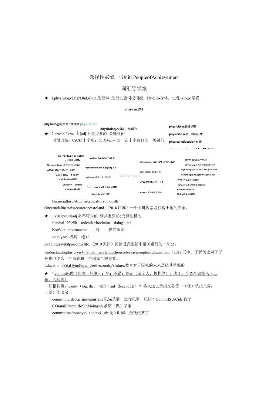 人教版（2019）选择性必修 第一册Unit 1 People of Achievement词汇讲义.docx_第2页