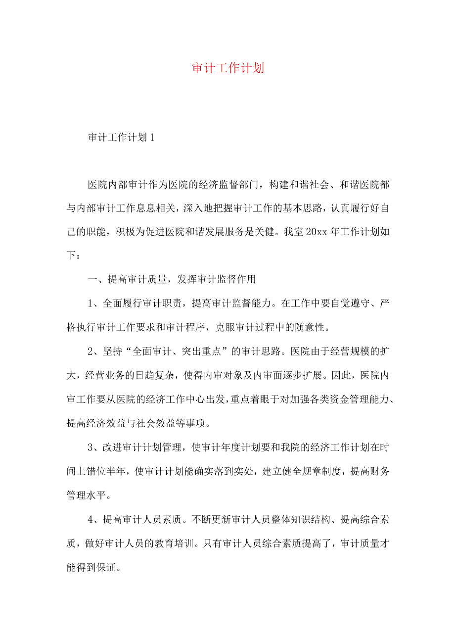 审计工作计划 .docx_第1页