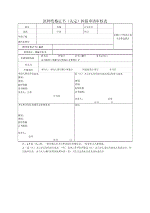 医师资格证书（认定）纠错申请审核表.docx