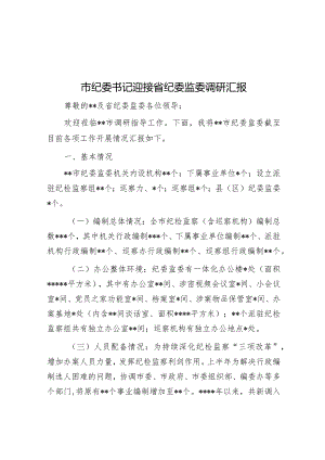 市纪委书记迎接省纪委监委调研汇报【 】.docx