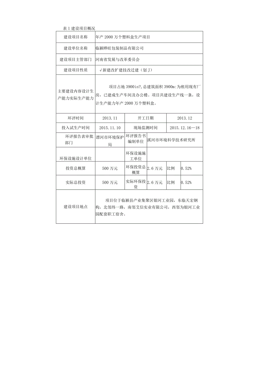 环保验收公示-临颍晔旺包装制品有限公司年产2000万个塑料盒生产项目报告表.docx_第3页