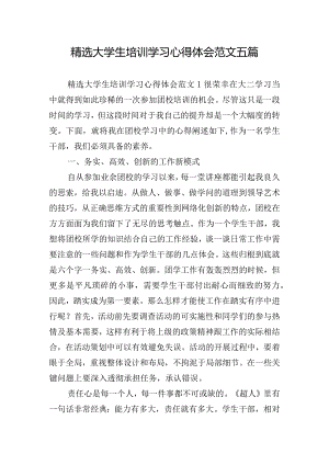 精选大学生培训学习心得体会范文五篇.docx