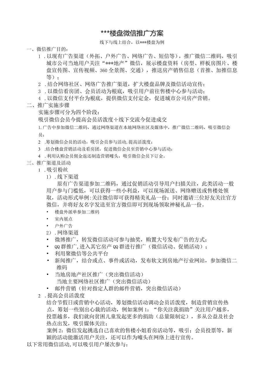 某房地产城市楼盘微信营销推广方案.docx_第1页