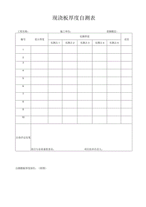 楼板厚度自测表.docx