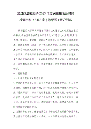 （政法委班子）2024年度主题教育民主生活会对照检查材料（践行宗旨等6个方面+政绩观+意识形态）.docx