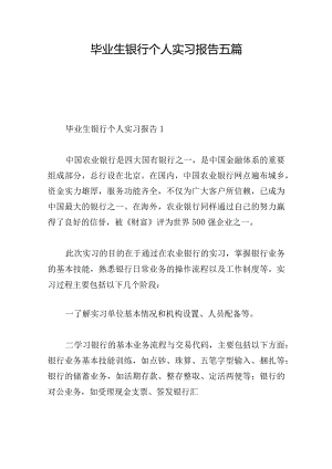 毕业生银行个人实习报告五篇.docx