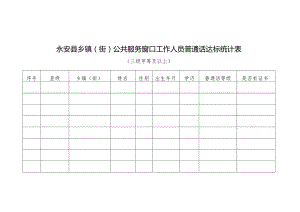 永安县乡镇(街)公共服务窗口工作人员普通话达标统计表.docx