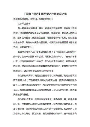 播希望之种+扬勤奋之帆+发言稿国旗下讲话.docx