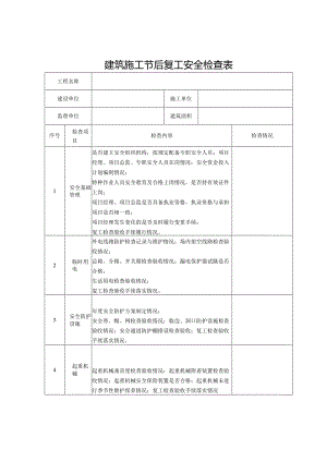 施工节后复工安全检查表.docx