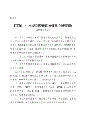 江西省中小学教师招聘岗位专业要求参照目录.docx