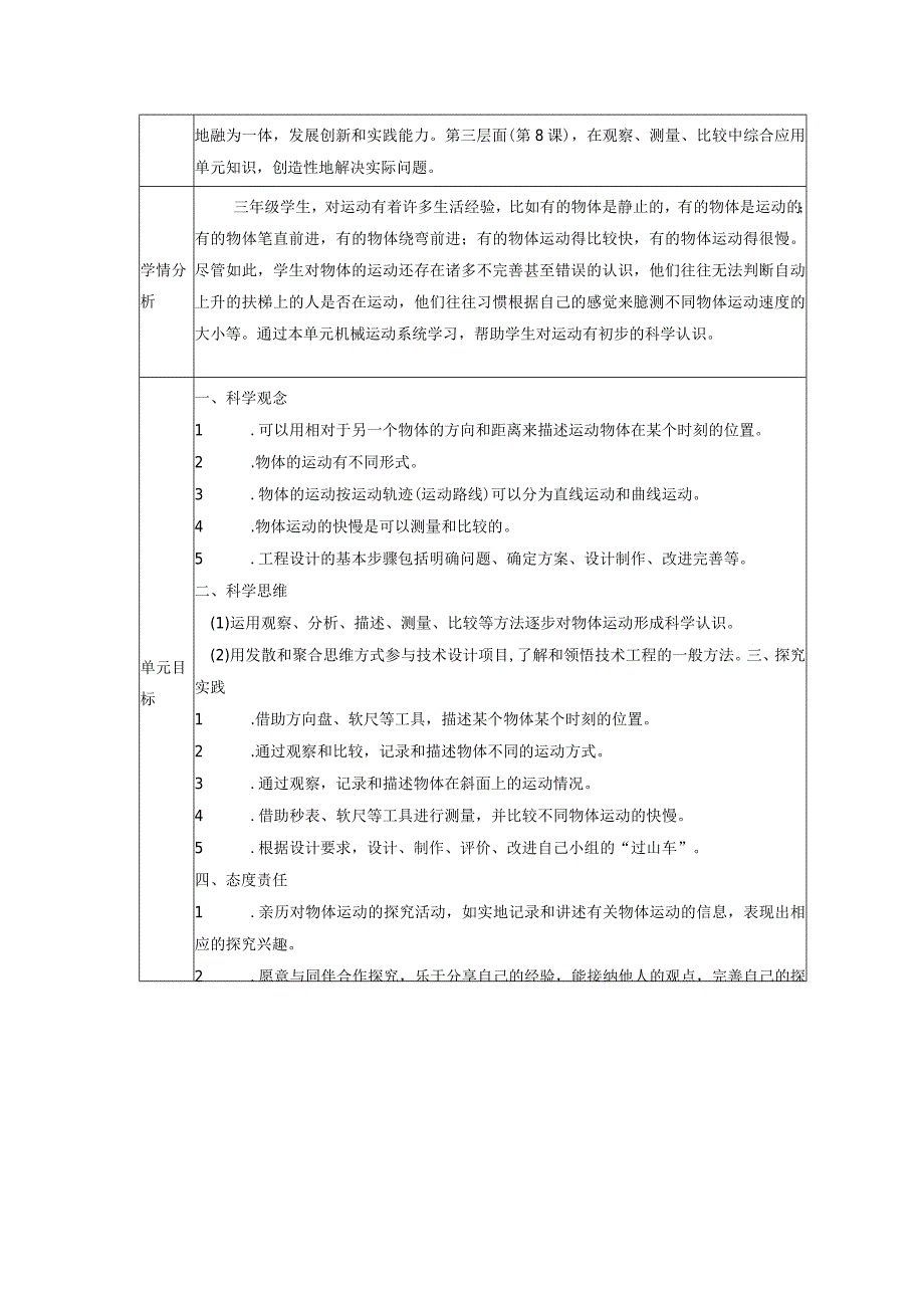 教科版科学三年级下册第一单元《物体的运动》大单元整体教学规划解读.docx_第2页