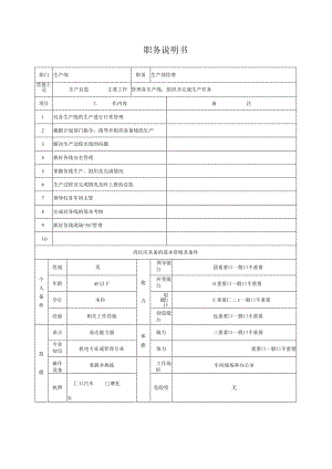 生产部经理-岗位说明书.docx