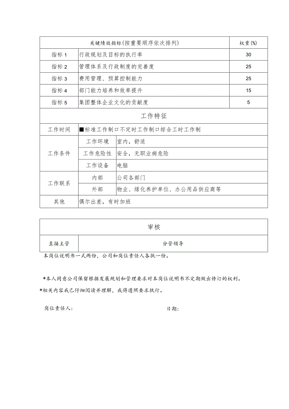 行政经理岗位说明书-模版.docx_第2页