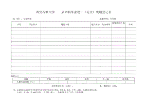 西安石油大学届本科毕业设计（论文）成绩登记表.docx