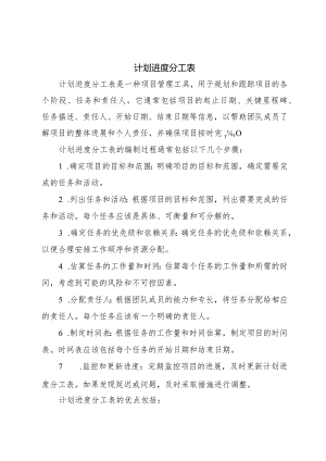 计划进度分工表.docx