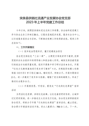 突泉县供销社流通产业发展协会党支部上半年工作总结和.docx