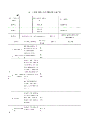 表112混凝土拌合物检验批质量验收记录.docx