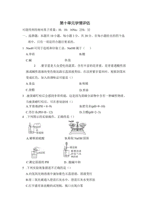 第十单元酸和碱学情评估卷（含答案）.docx