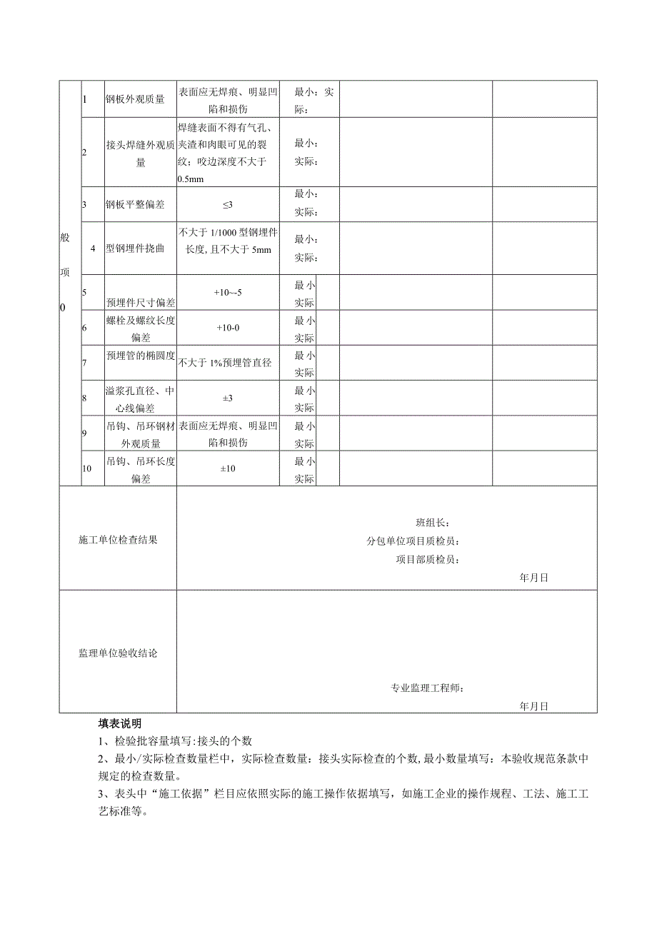 表125预埋件制作检验批质量验收记录.docx_第3页