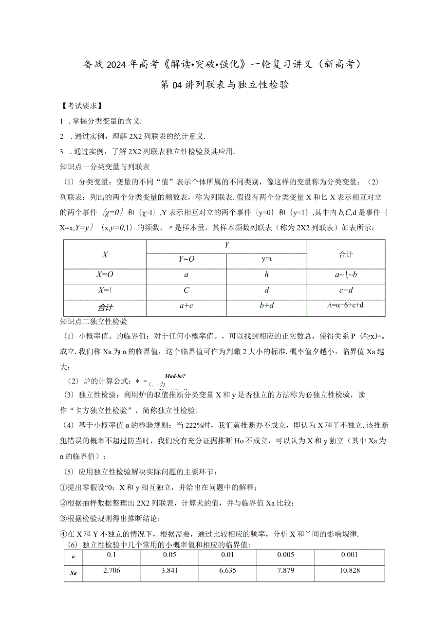 第04讲列联表与独立性检验（解析版）.docx_第1页