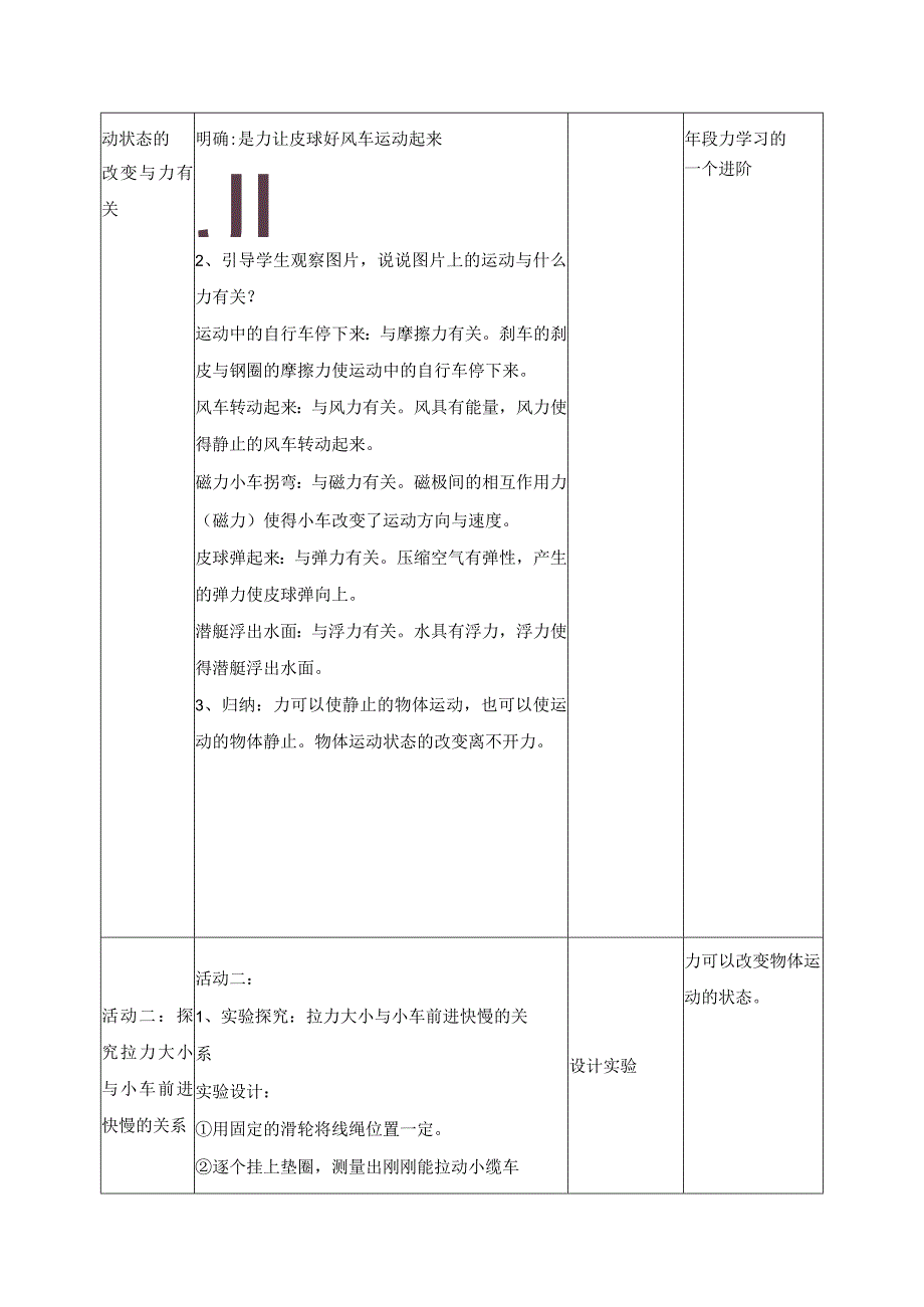 科学苏教版四年级上册8《力与运动》教学设计（表格式）.docx_第2页