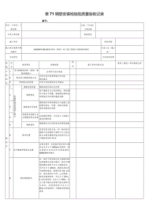 表71钢筋安装检验批质量验收记录.docx