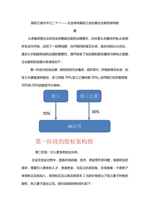 股权之道与术（二十一）-——企业架构重组之创业期企业股权架构搭建（持股平台搭建与股权代持）.docx