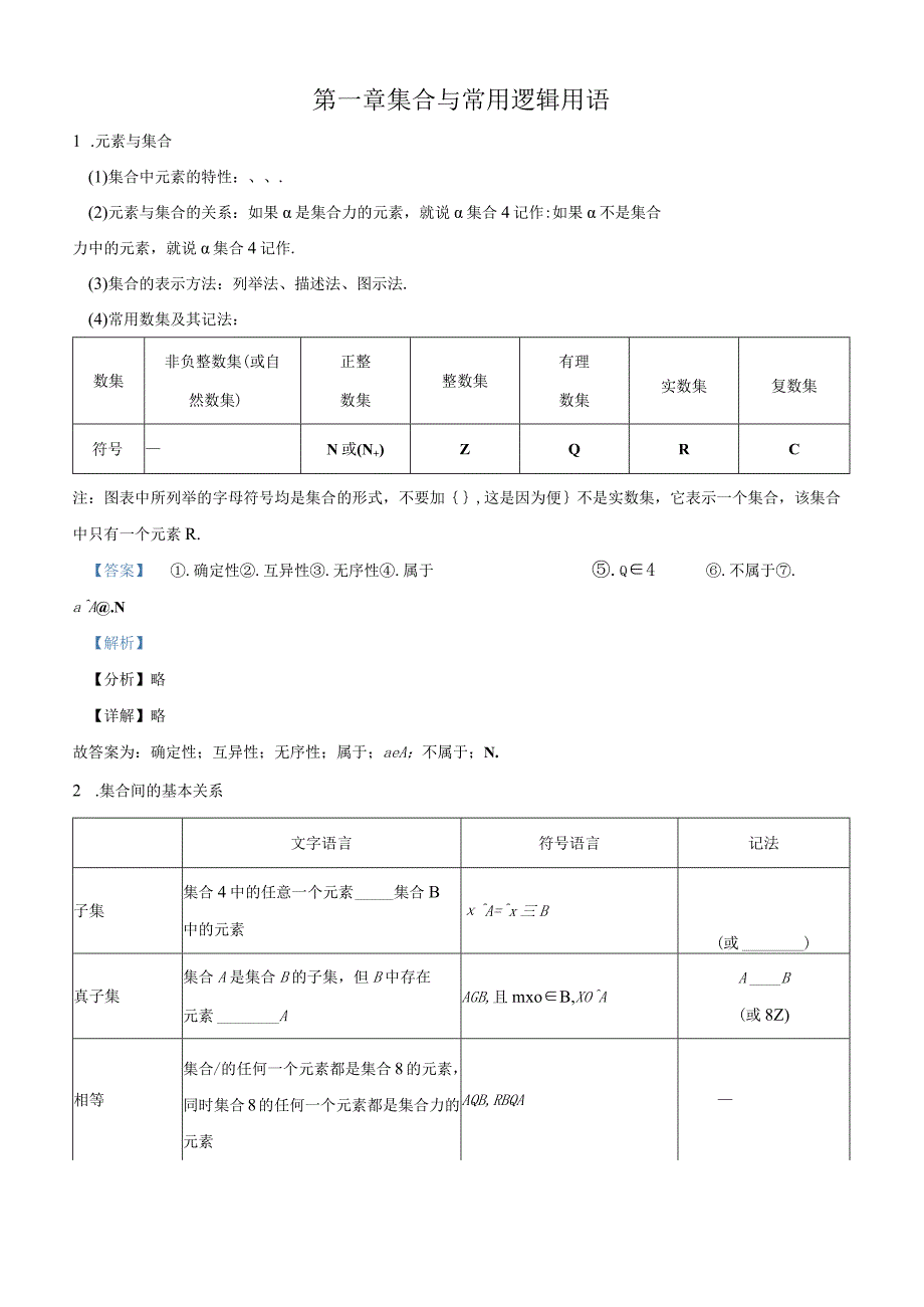 精品解析：第一章集合与常用逻辑用语讲核心（解析版）.docx_第1页