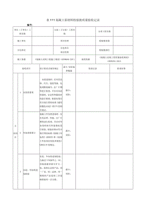 表111混凝土原材料检验批质量验收记录.docx