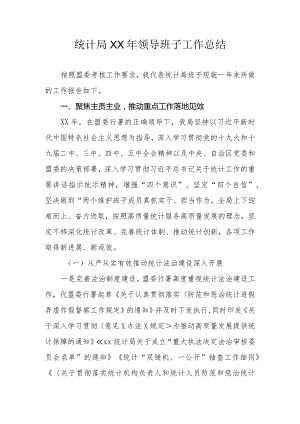 统计局XX年领导班子工作总结.docx